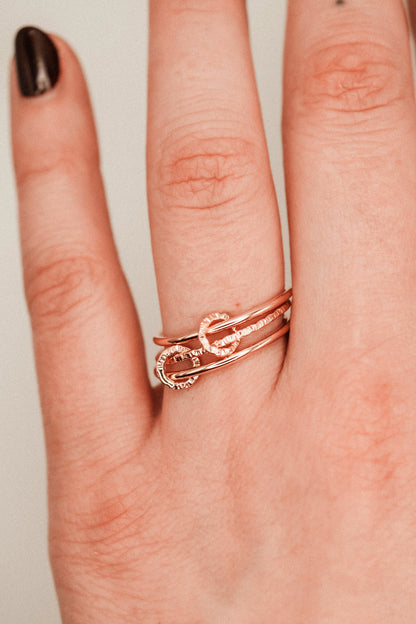 Sparkle Ladder Link Ring, 14K Rose Gold Fill