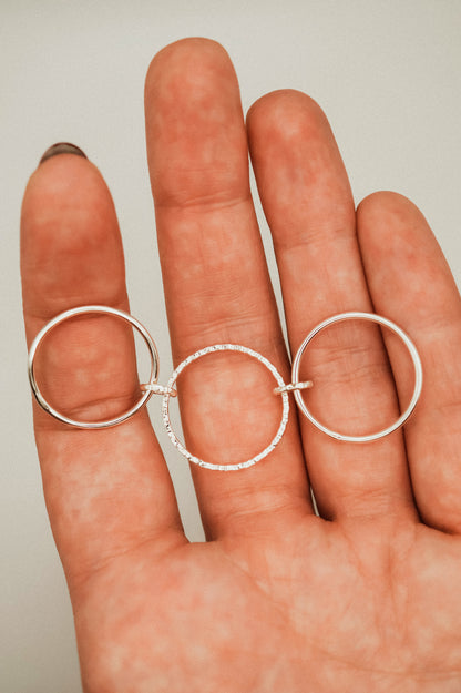 Sparkle Ladder Link Ring, Sterling Silver