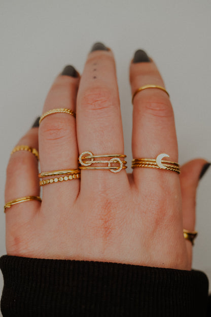 Sparkle Ladder Link Ring, 14K Gold Fill