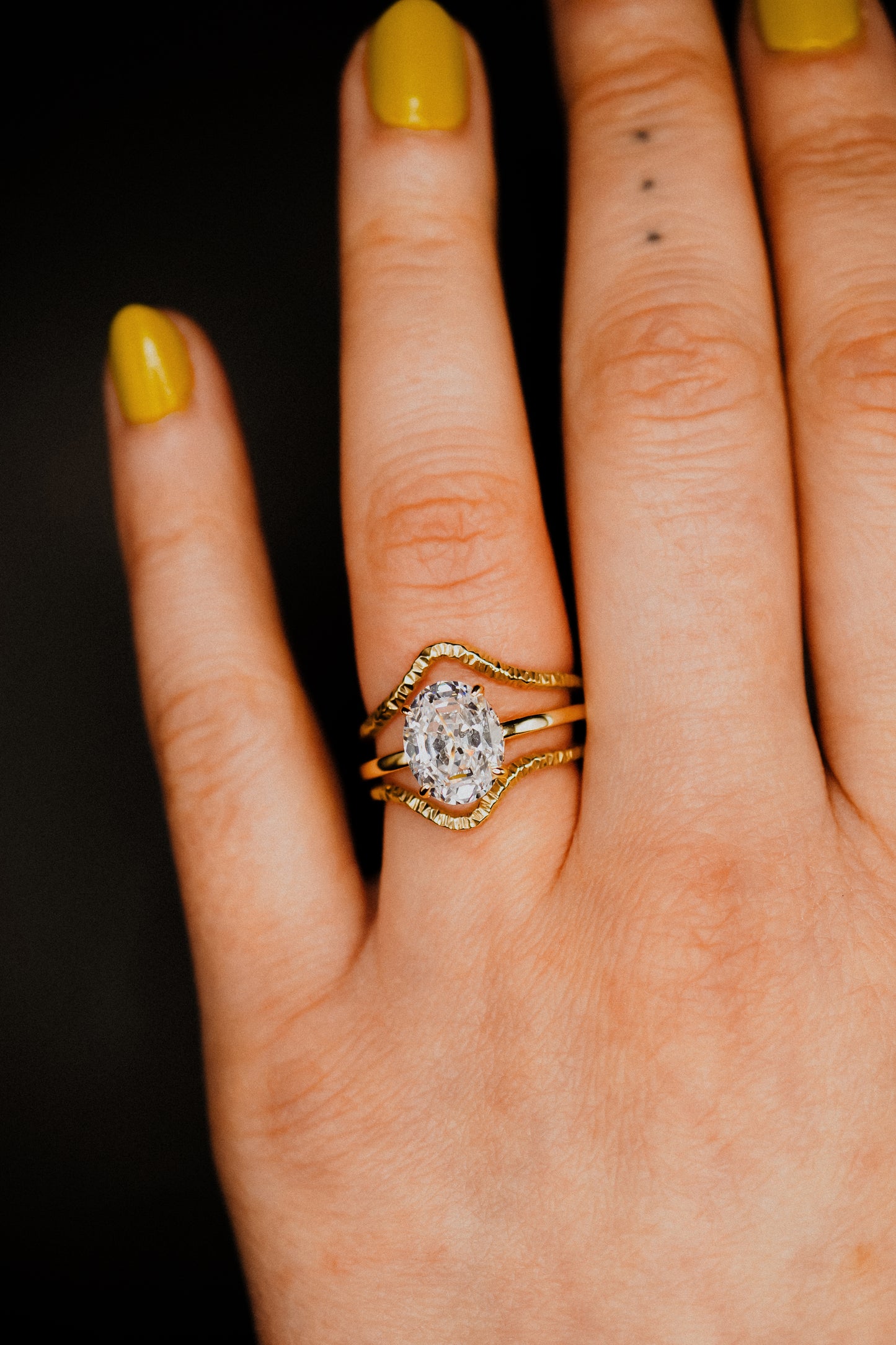 Sparkle Teardrop Set of 2 Stacking Rings in Gold, Rose Gold or Silver