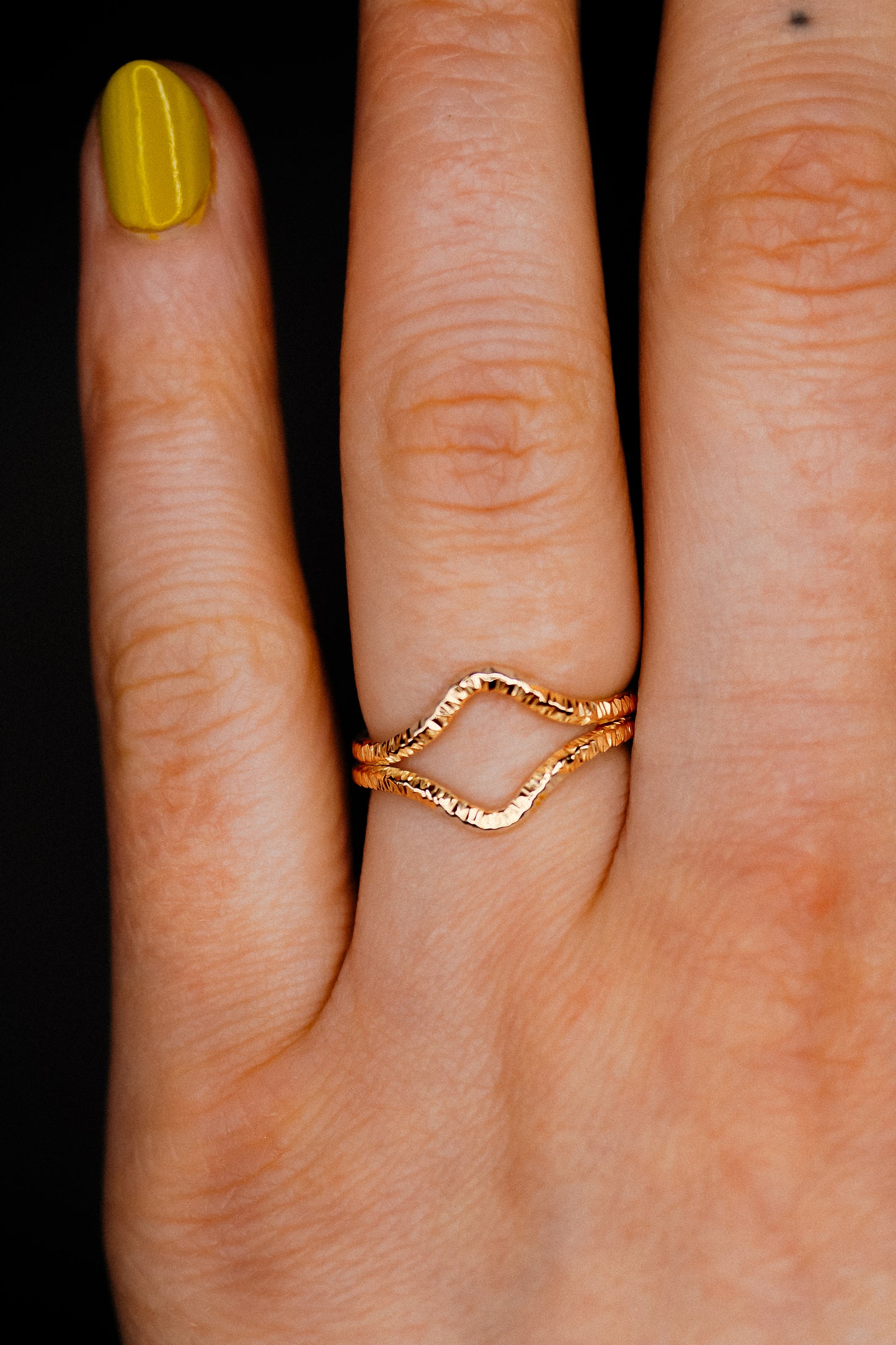 Sparkle Teardrop Set of 2 Stacking Rings in Gold, Rose Gold or Silver