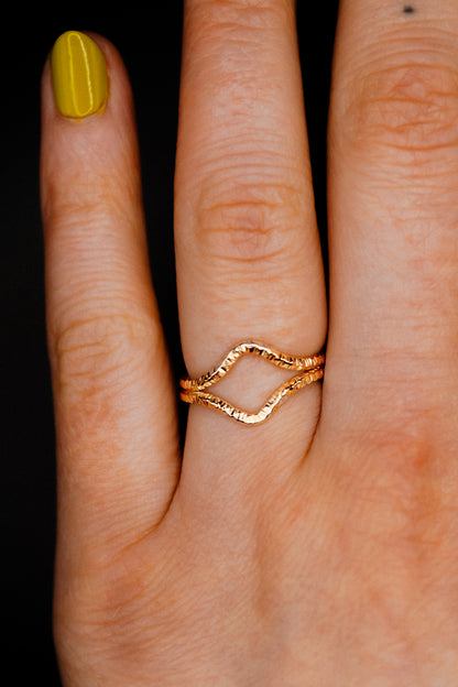 Sparkle Teardrop Set of 2 Stacking Rings in Gold, Rose Gold or Silver