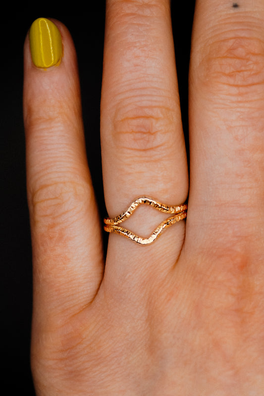 Sparkle Teardrop Set of 2 Stacking Rings in Gold, Rose Gold or Silver