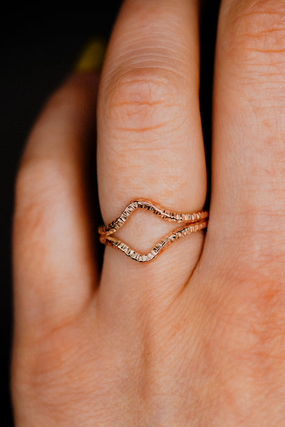 Sparkle Teardrop Set of 2 Stacking Rings in Gold, Rose Gold or Silver