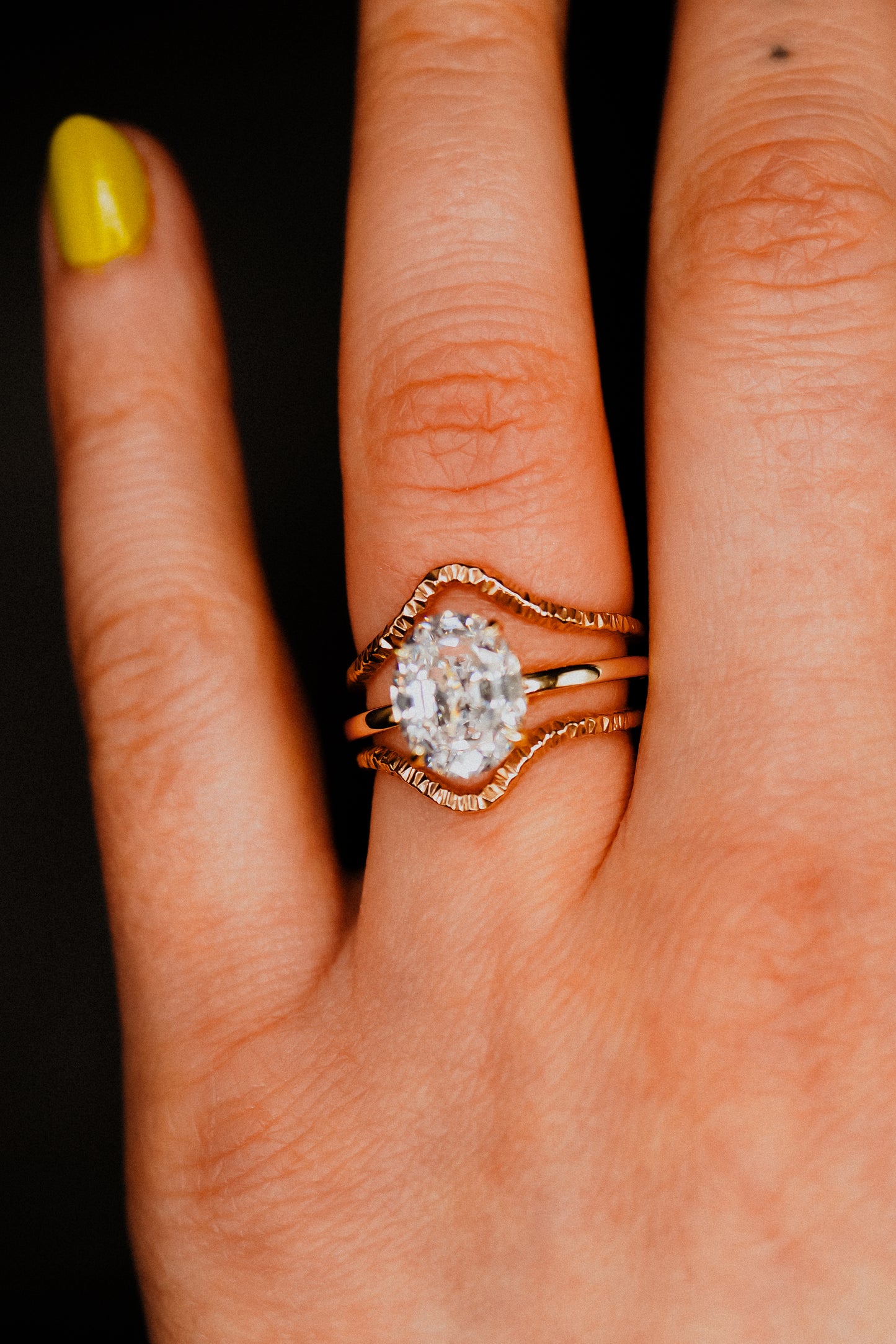 Sparkle Teardrop Set of 2 Stacking Rings in Gold, Rose Gold or Silver
