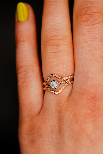 Sparkle Teardrop Set of 2 Stacking Rings in Gold, Rose Gold or Silver