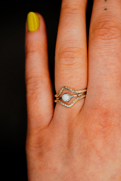Sparkle Teardrop Set of 2 Stacking Rings in Gold, Rose Gold or Silver