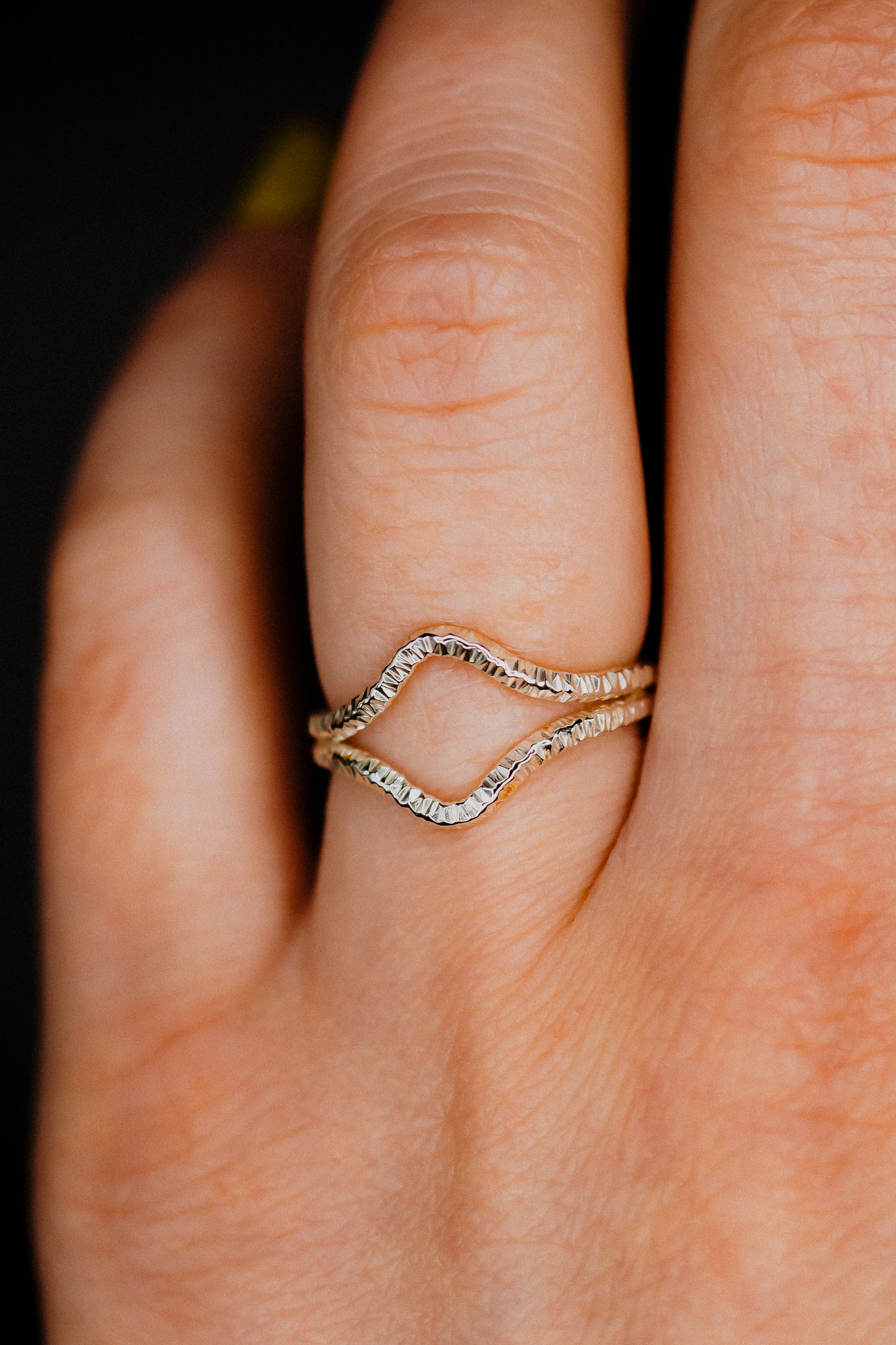 Sparkle Teardrop Set of 2 Stacking Rings in Gold, Rose Gold or Silver