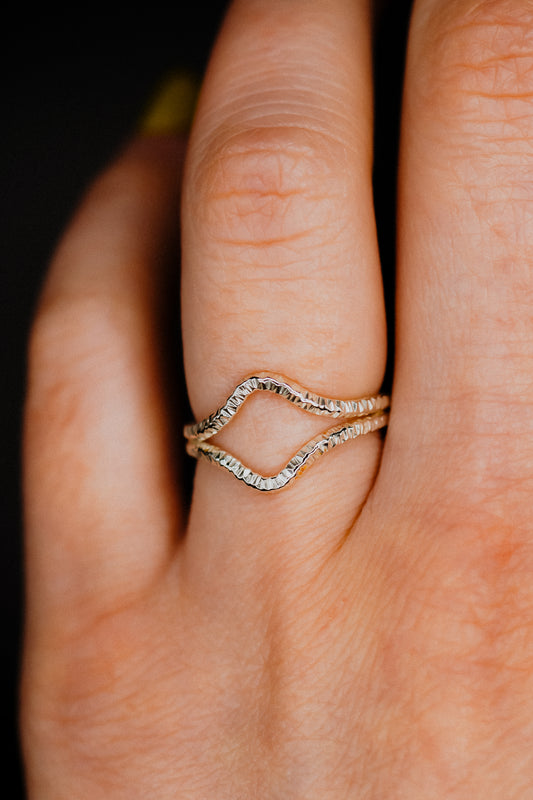 Sparkle Teardrop Set of 2 Stacking Rings in Gold, Rose Gold or Silver