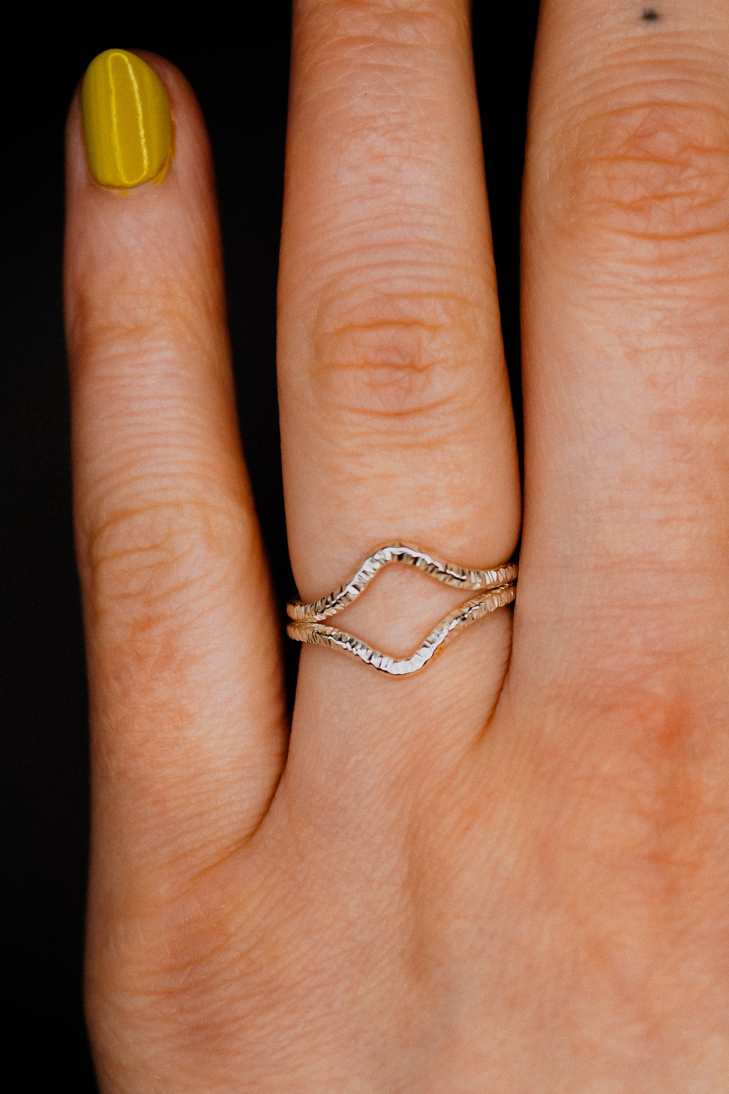 Sparkle Teardrop Set of 2 Stacking Rings in Gold, Rose Gold or Silver