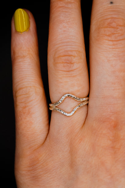 Sparkle Teardrop Set of 2 Stacking Rings in Gold, Rose Gold or Silver