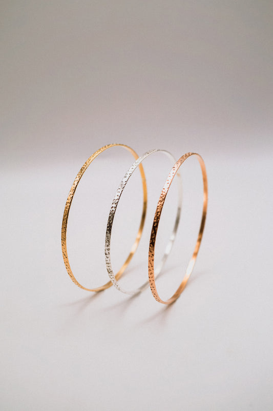Speckled Bangle Bracelet, Gold Fill, Rose Gold Fill or Sterling Silver
