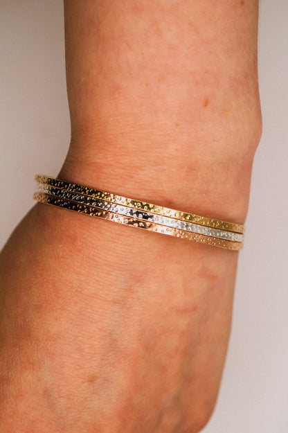 Speckled Bangle Bracelet, Gold Fill, Rose Gold Fill or Sterling Silver