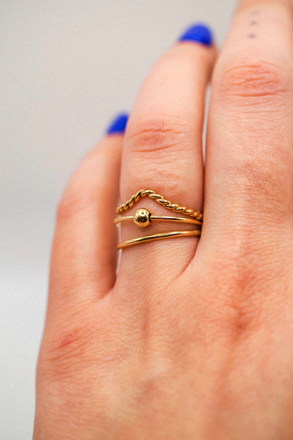 Spinner Ring Set of 3, 14K Gold FIll