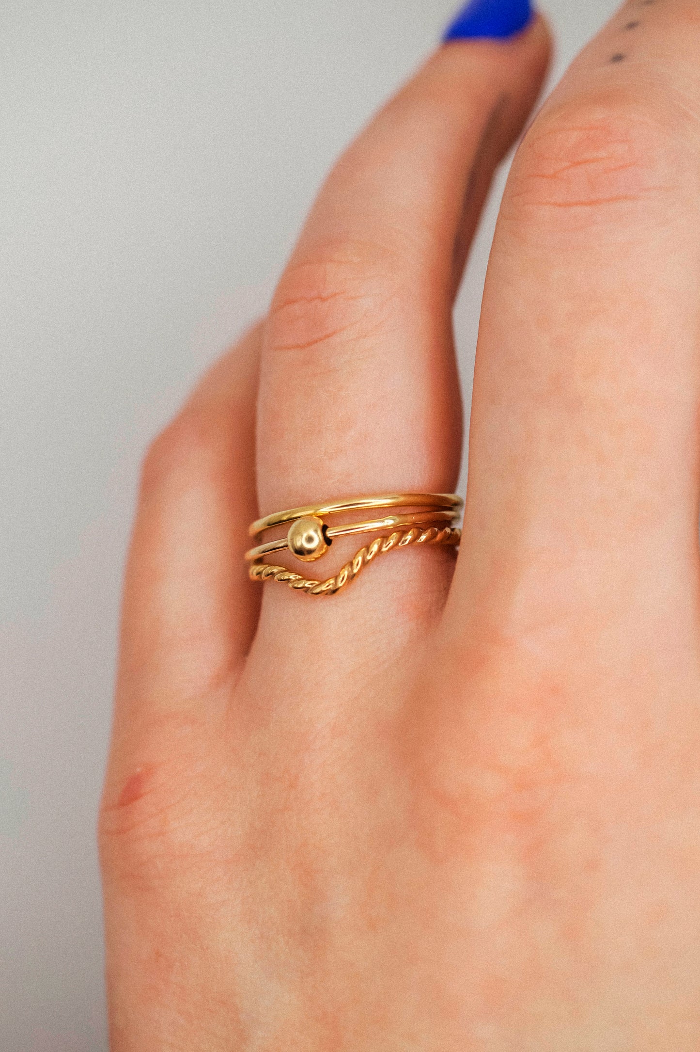 Spinner Ring Set of 3, 14K Gold FIll