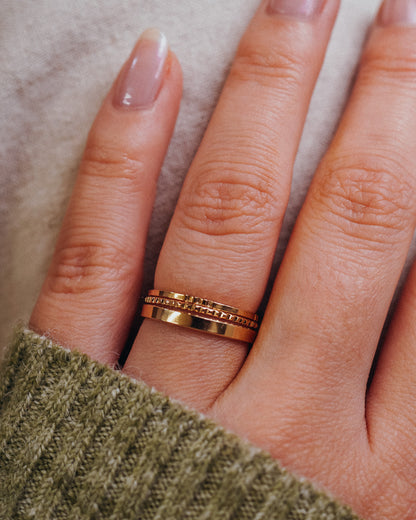 Mirror Square Lined Set of 3 Stacking Rings, Gold Fill, Rose Gold Fill or Sterling Silver