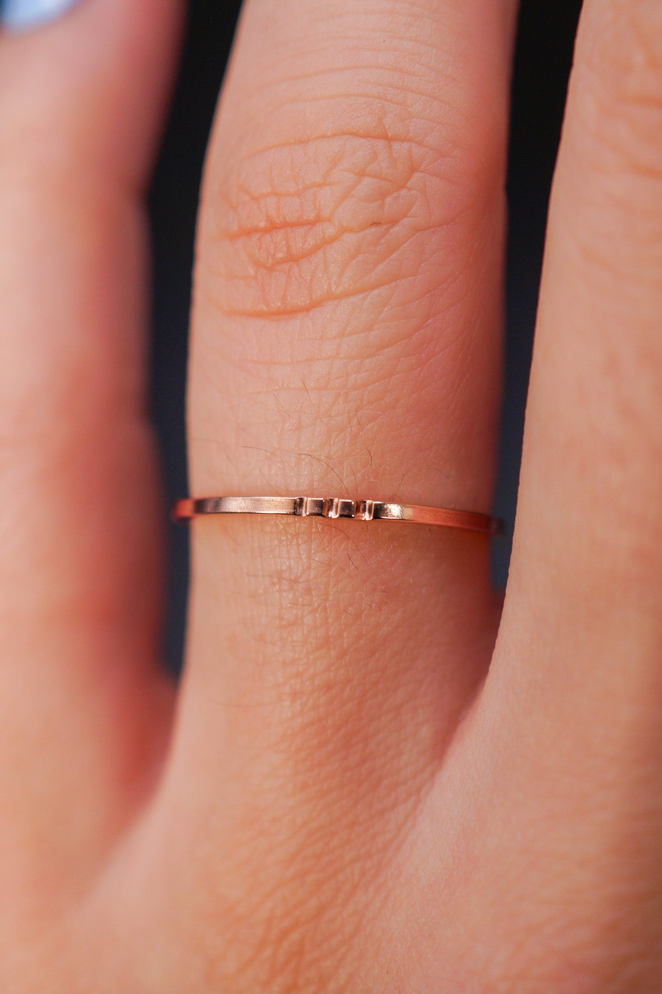 Square Lined Ring, 14K Rose Gold Fill