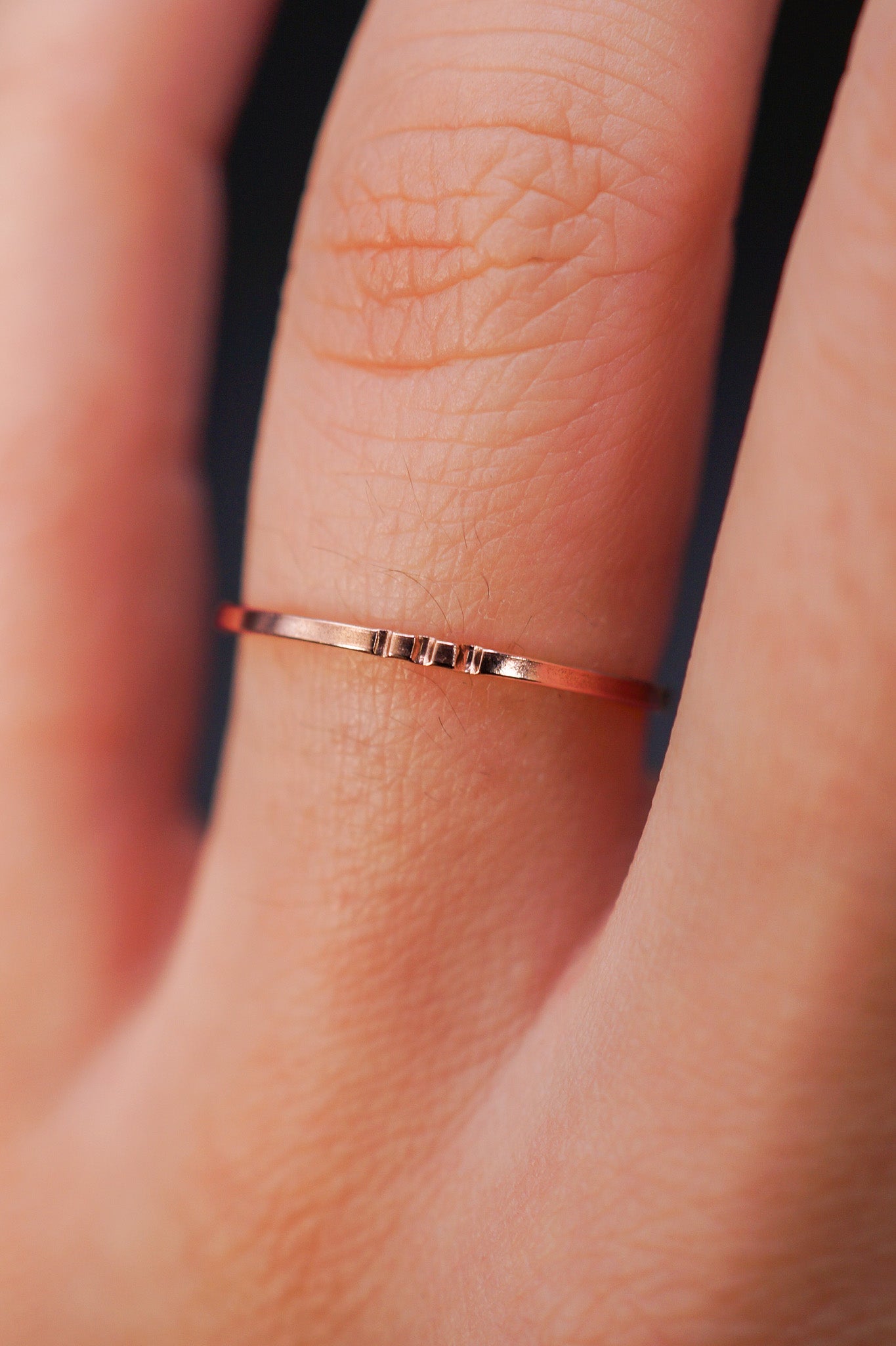 Square Lined Ring, 14K Rose Gold Fill