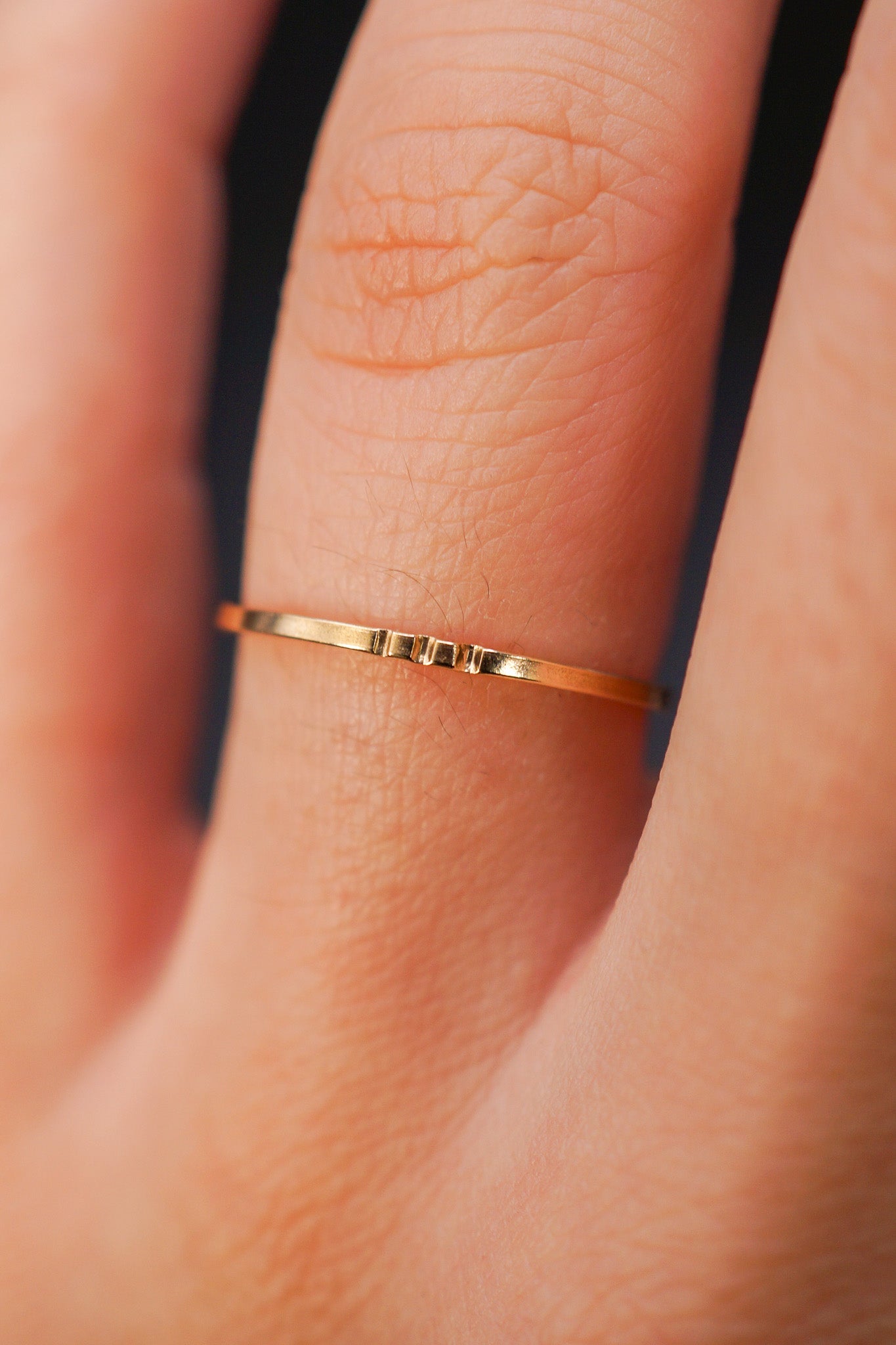 Square Lined Ring, Solid 14K Gold