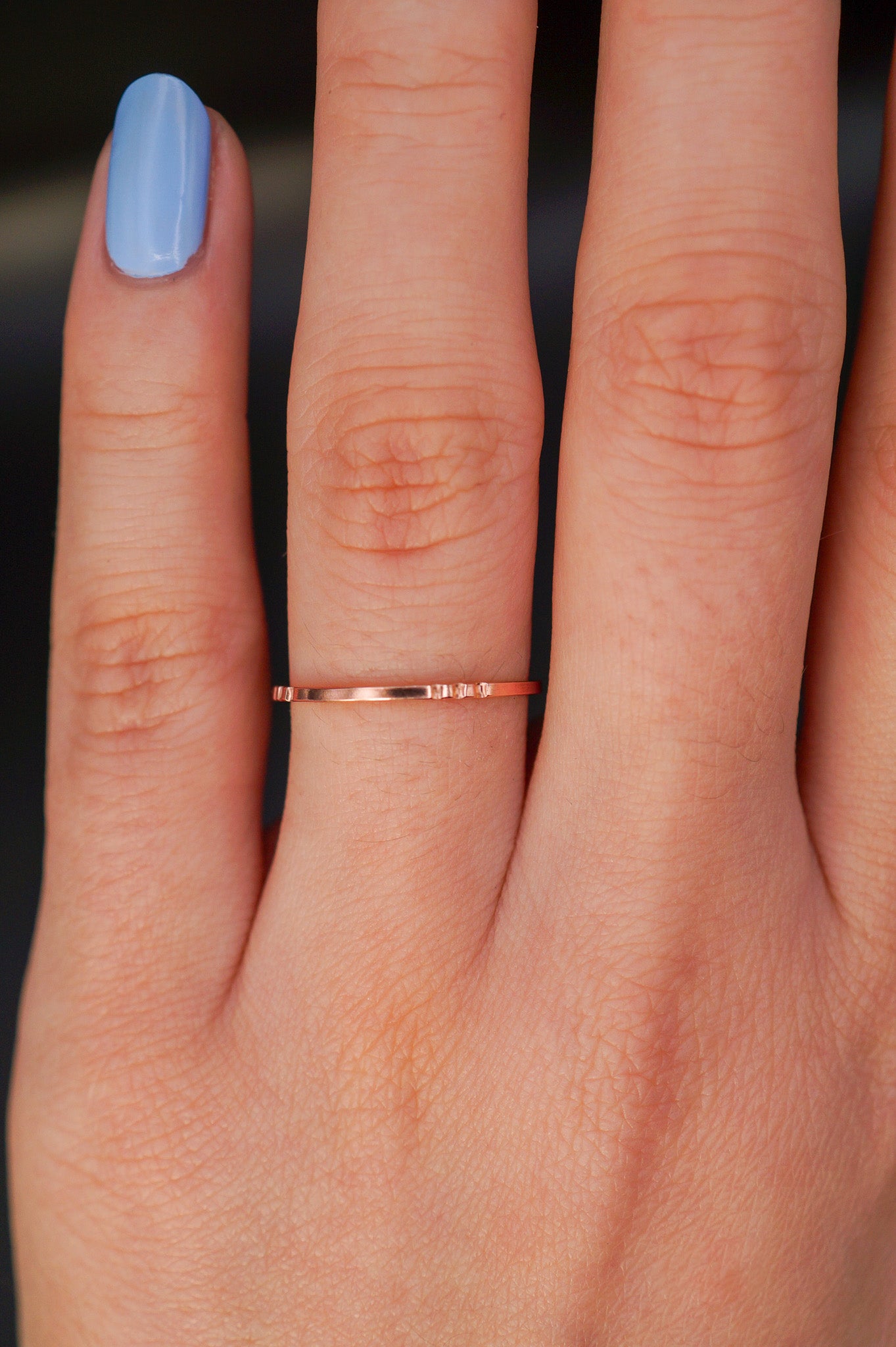 Square Lined Ring, 14K Rose Gold Fill