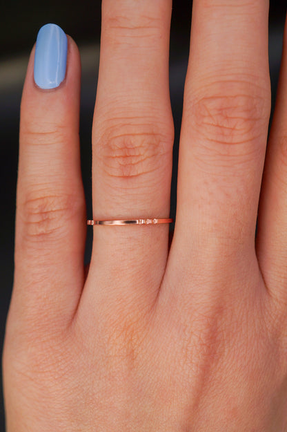 Square Lined Ring, 14K Rose Gold Fill