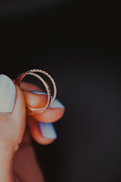 Square Lined Ring, 14K Rose Gold Fill