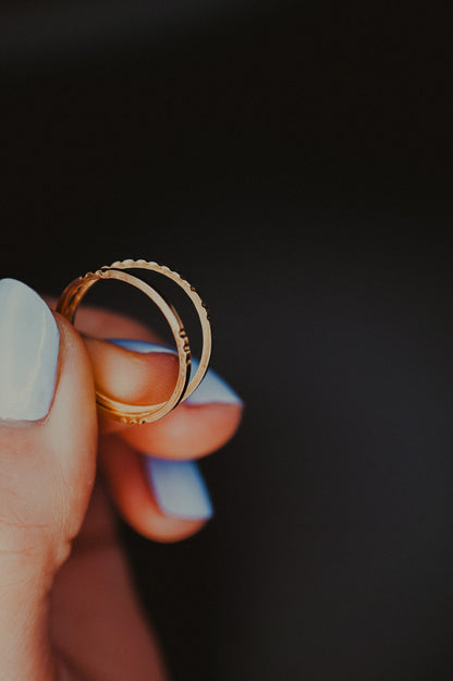 Square Lined Ring, Solid 14K Gold