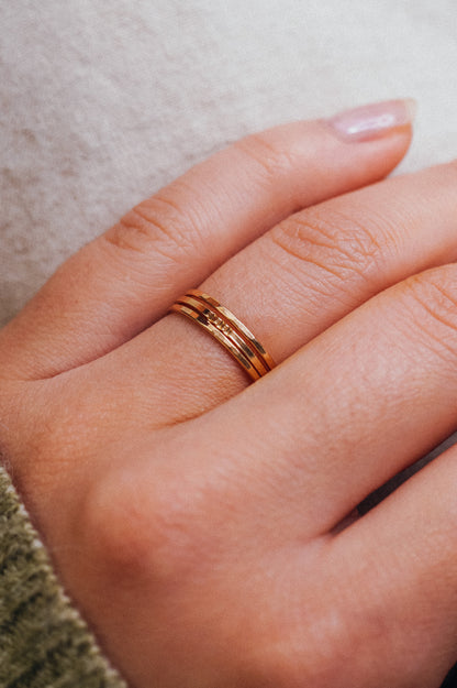 Hammered Square Lined Set Of 3 Stacking Rings, Gold Fill, Rose Gold Fill or Sterling Silver