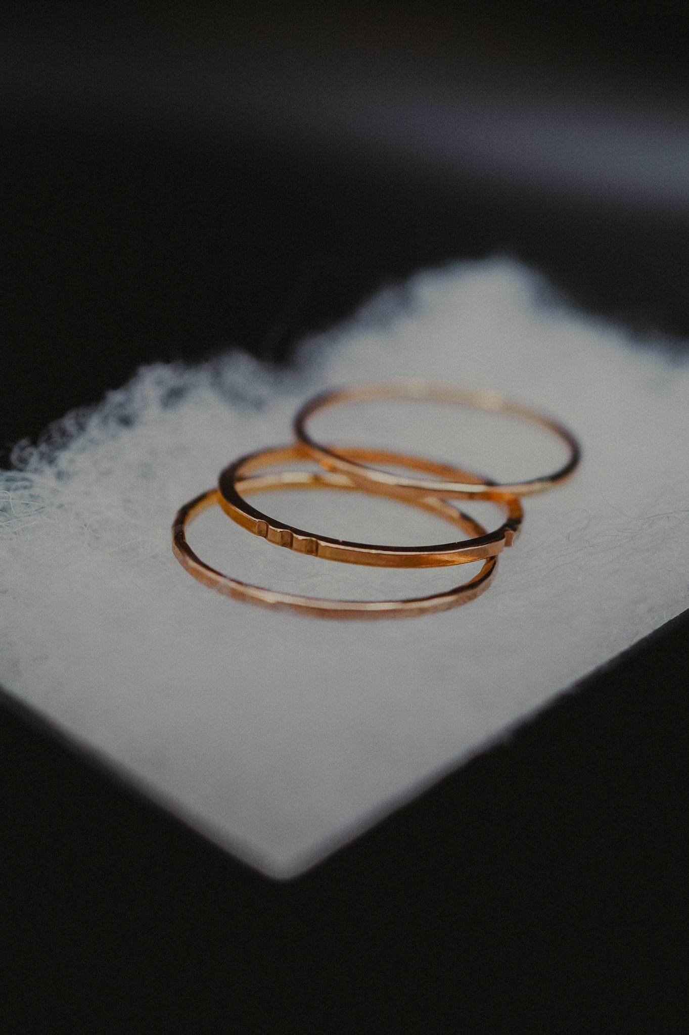 Hammered Square Lined Set Of 3 Stacking Rings, Gold Fill, Rose Gold Fill or Sterling Silver