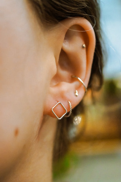Square Stud Earrings, Gold Fill or Sterling Silver
