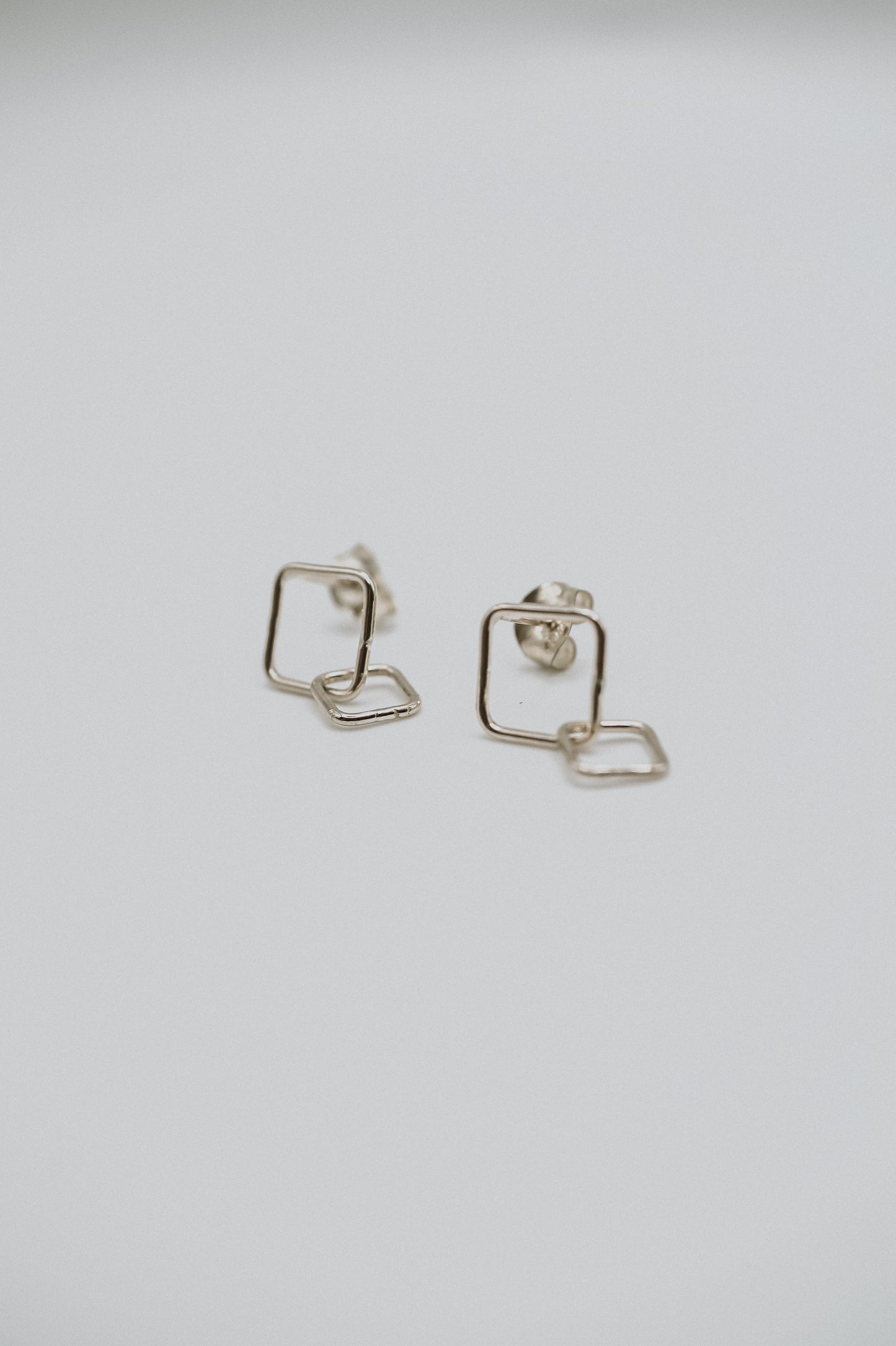 Square Link Stud Earrings, Gold Fill or Sterling Silver