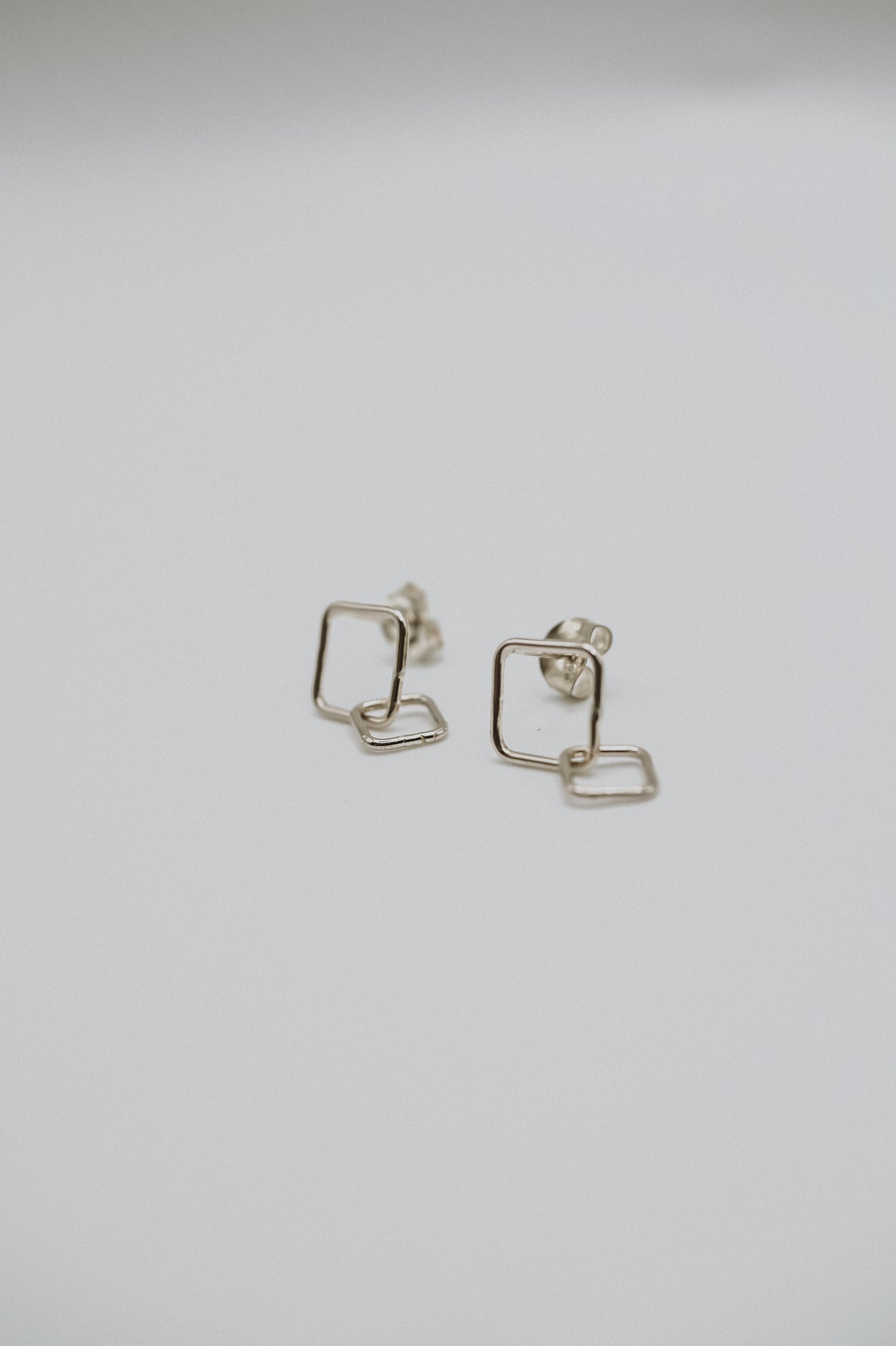Square Link Stud Earrings, Gold Fill or Sterling Silver