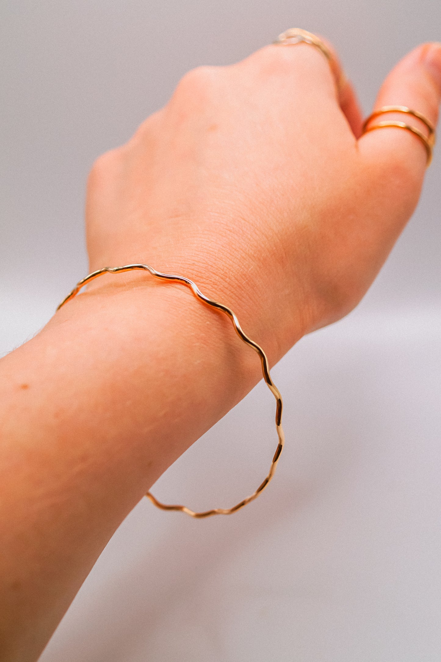 Squiggle Bangle Bracelet, Gold Fill, Rose Gold Fill or Sterling Silver