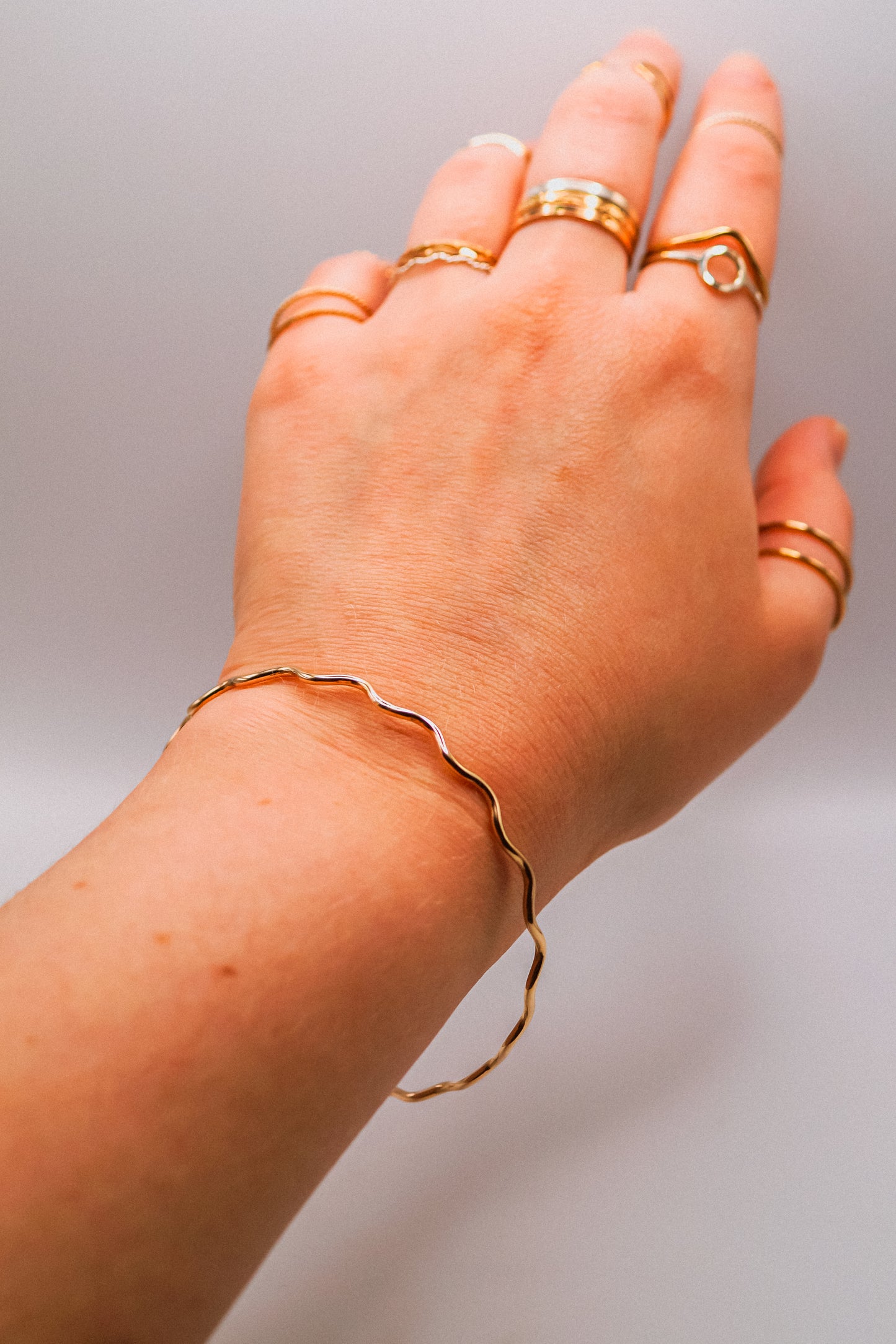 Squiggle Bangle Bracelet, Gold Fill, Rose Gold Fill or Sterling Silver