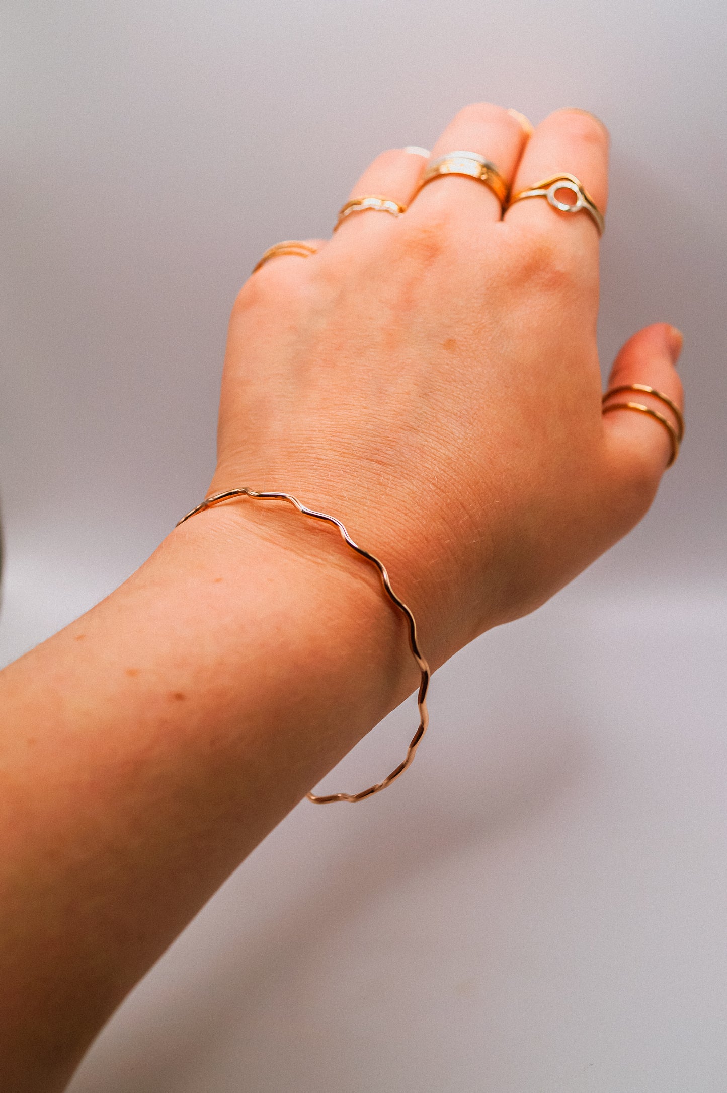 Squiggle Bangle Bracelet, Gold Fill, Rose Gold Fill or Sterling Silver