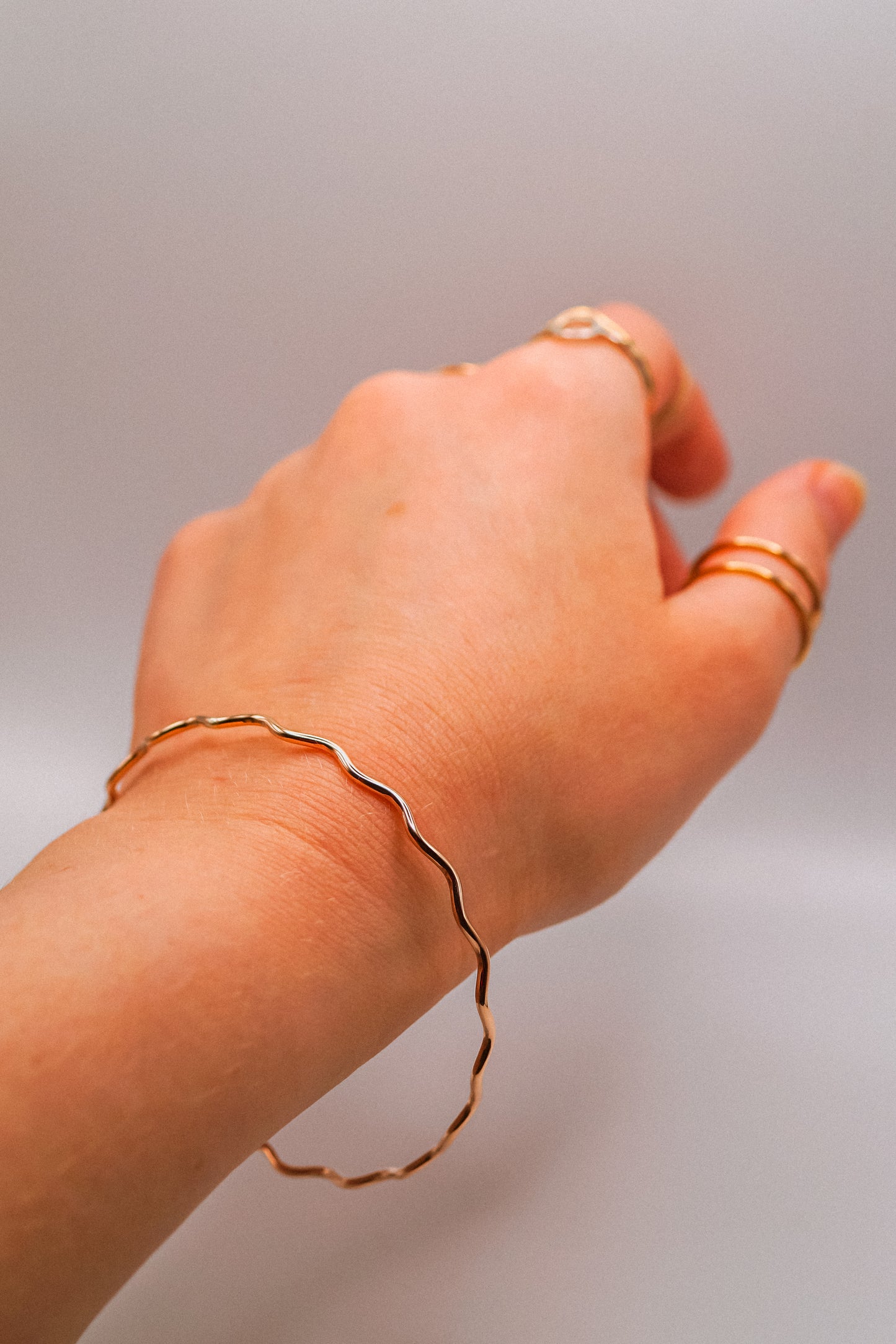 Squiggle Bangle Bracelet, Gold Fill, Rose Gold Fill or Sterling Silver
