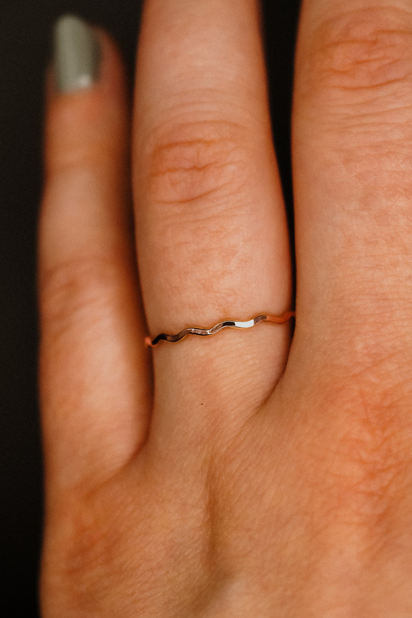 Squiggle Ring, Solid 14K Rose Gold