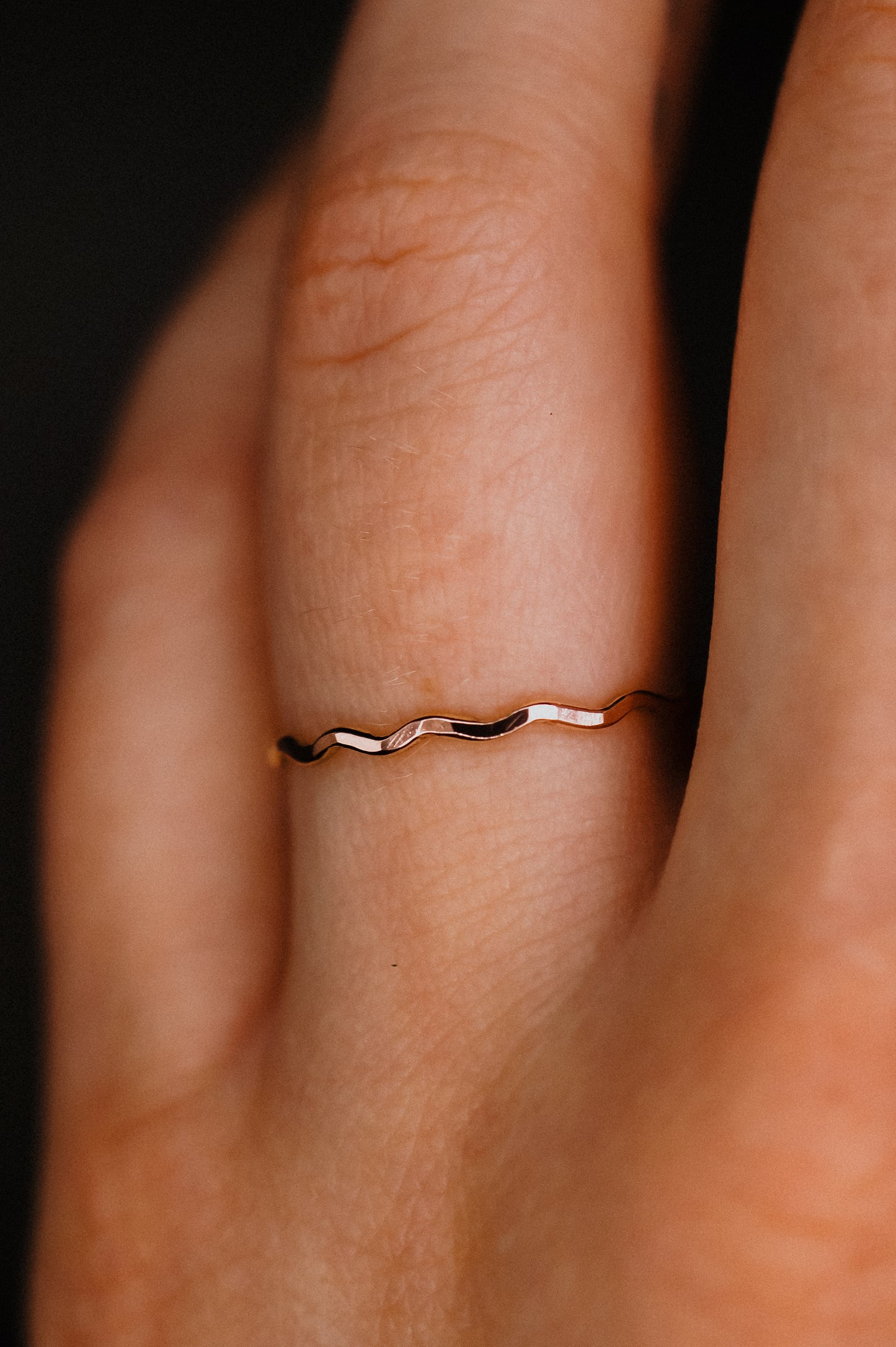 Squiggle Ring, Solid 14K Rose Gold