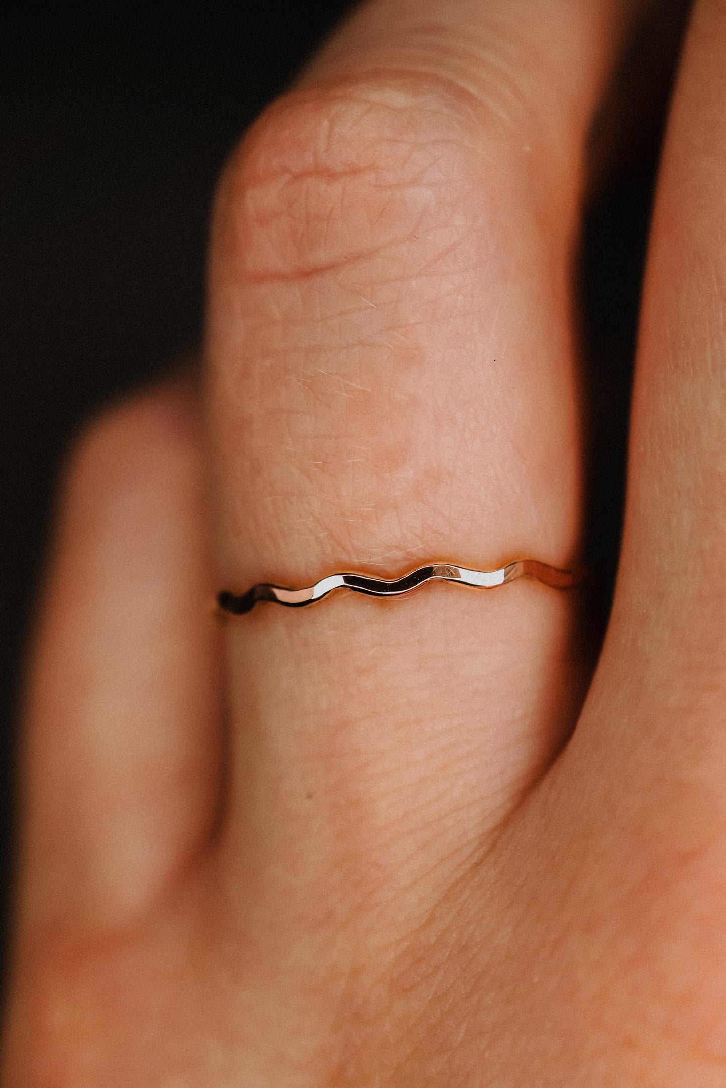 Squiggle Ring, Solid 14K Rose Gold