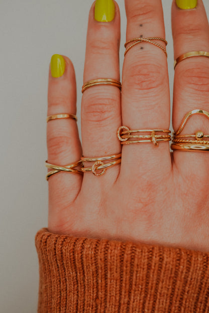 Sparkle Ladder Link Ring, 14K Gold Fill