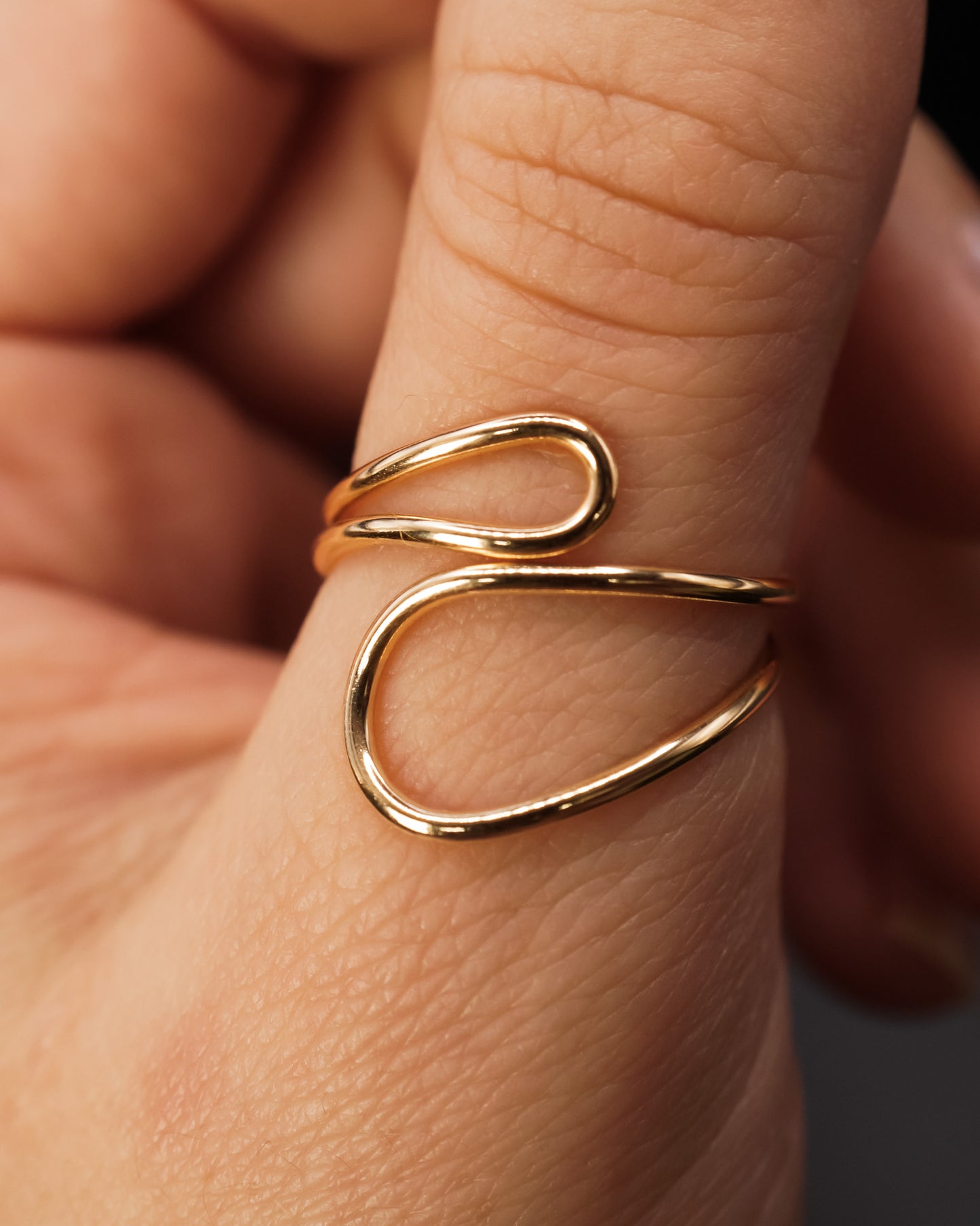 Wave Cuff Ring, 14K Gold Fill