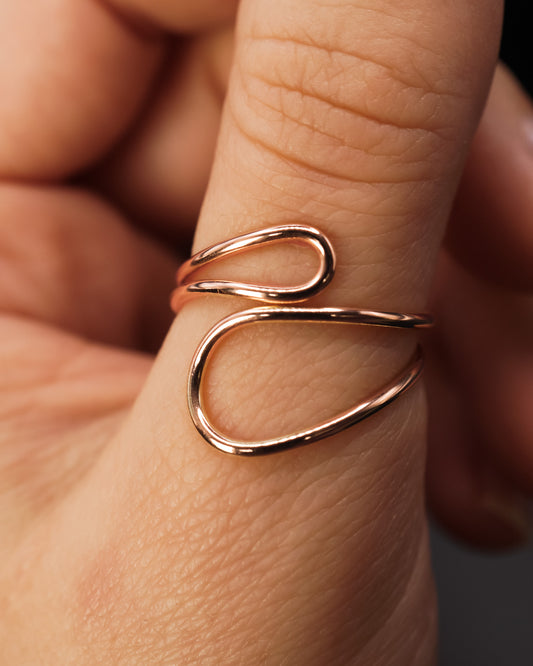Wave Cuff Ring, 14K Rose Gold Fill