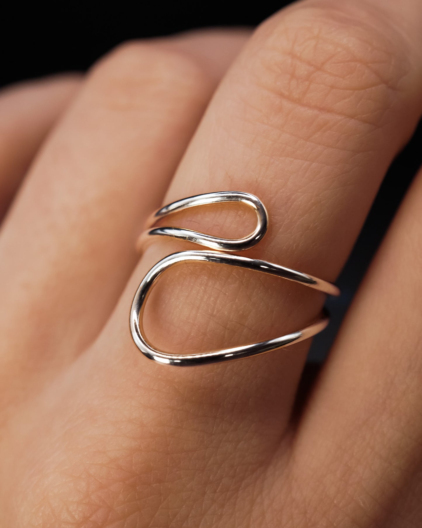 Wave Cuff Ring, Sterling Silver