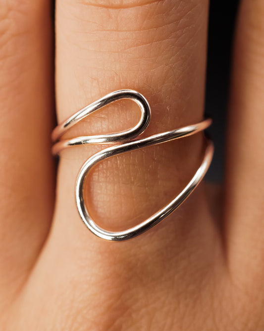 Wave Cuff Ring, Sterling Silver