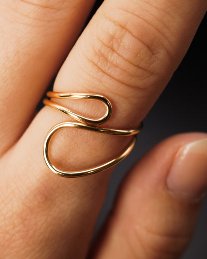 Wave Cuff Ring, 14K Gold Fill