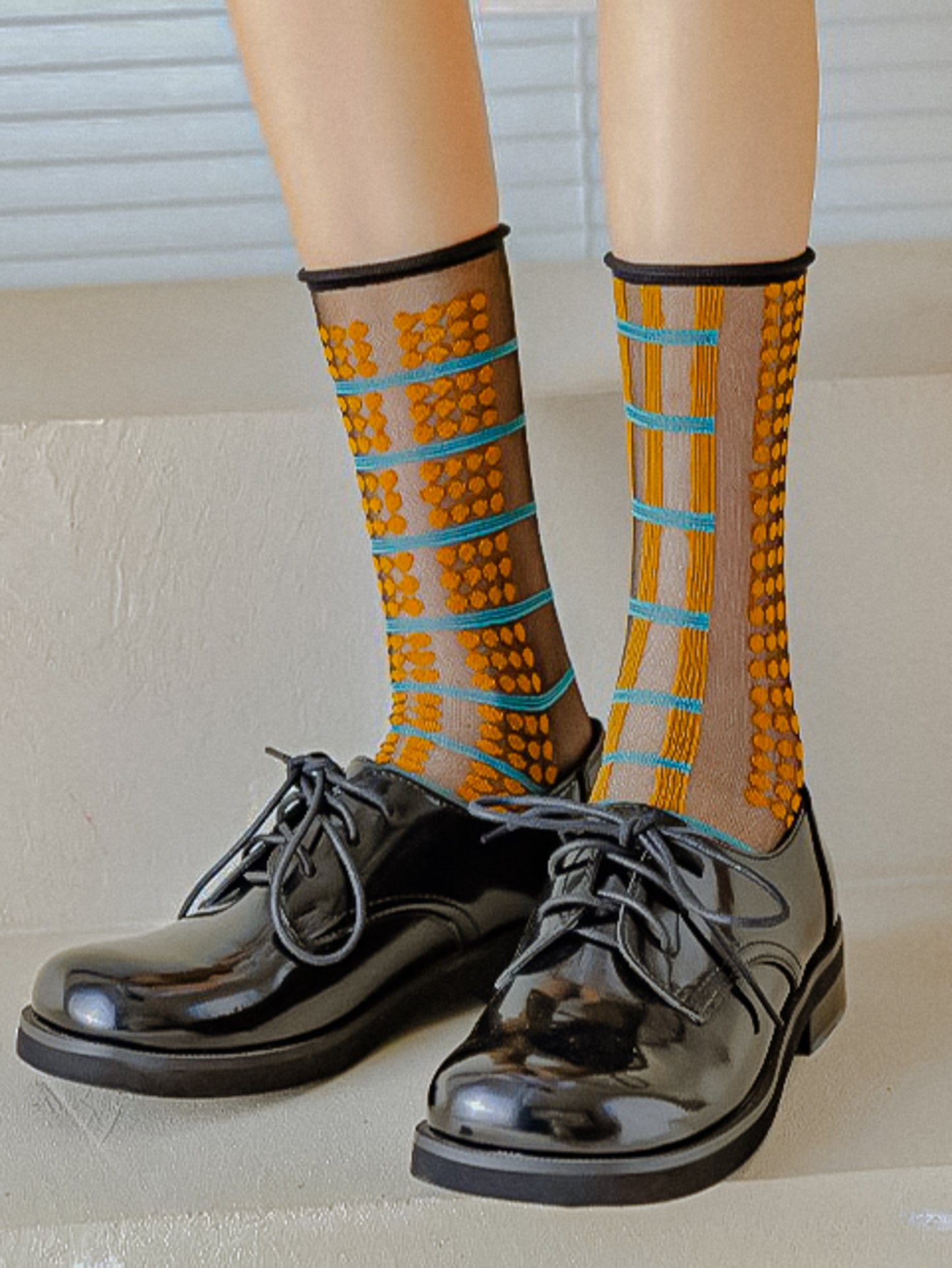 Sheer Dots & Stripes Ankle Socks