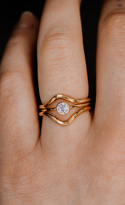 Teardrop Set of 2 Stacking Rings in Gold, Rose Gold or Silver