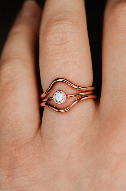 Teardrop Set of 2 Stacking Rings in Gold, Rose Gold or Silver