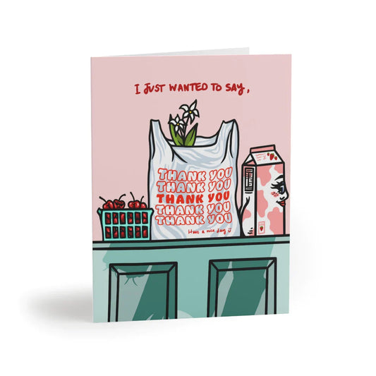 Thank You Pink Green Greeting Card