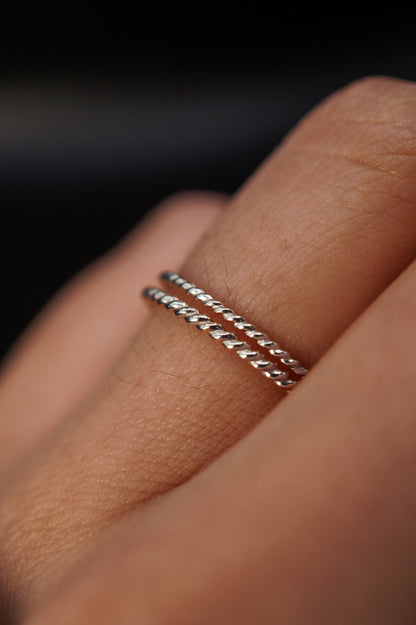 Thick & Thin Twist Set of 2 Stacking Rings in Gold Fill, Rose Gold Fill or Sterling Silver